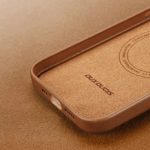 iPhone 14 Pro Dux Ducis Grit bőr tok (MagSafe kompatibilis) barna-6934913036983 4 kép