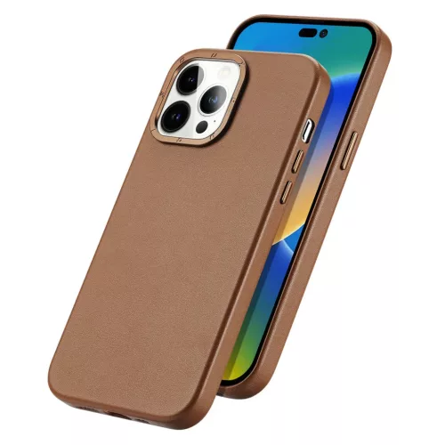 iPhone 14 Pro Dux Ducis Grit bőr tok (MagSafe kompatibilis) barna-6934913036983 9 kép