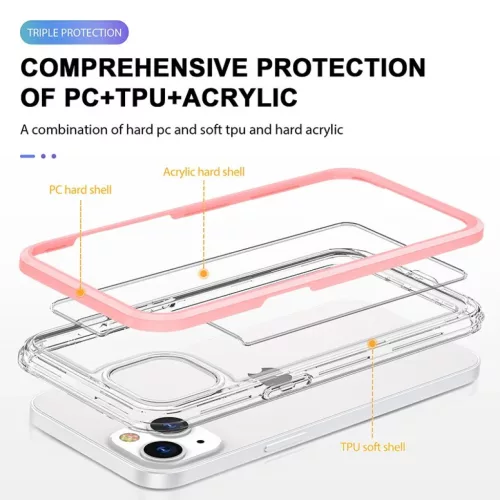 iPhone 14 Pro Acrylic hybrid tok pink / rózsaszín ütésálló anti-- 4 kép