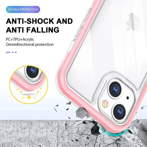 iPhone 14 Plus Acrylic hybrid tok pink / rózsaszín ütésálló anti- 7 kép