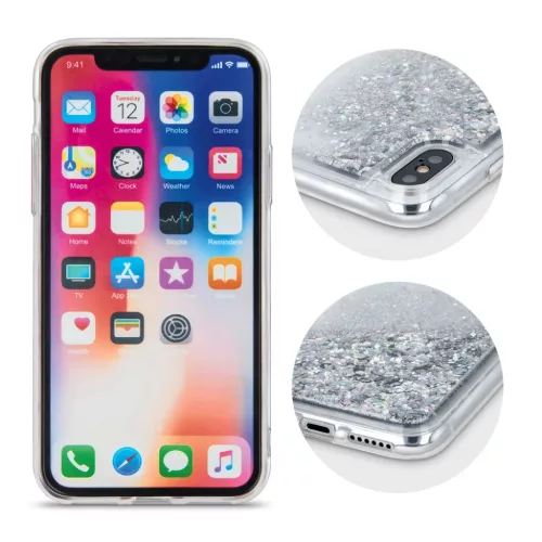 Samsung Galaxy M52 5G Liquid Sparkle folyékony flitteres tok ezüst-5900495985767 7 kép