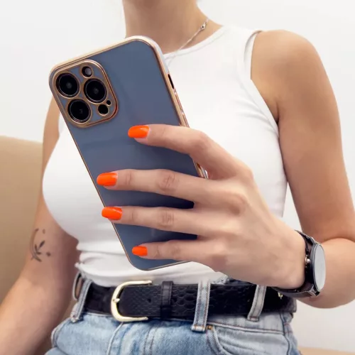 iPhone 13 Pro Max Lighting Color gél tok arany kerettel lila-9145576252901 6 kép