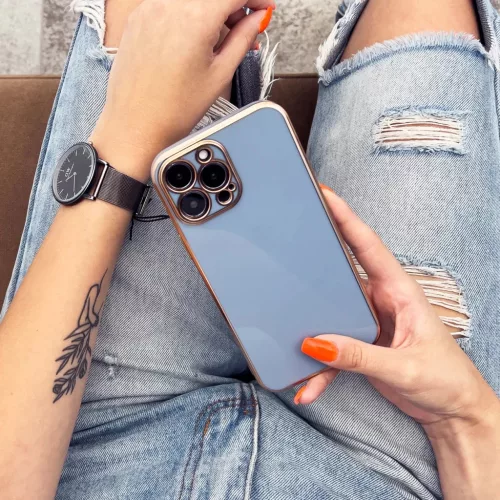 iPhone 13 Pro Lighting Color gél tok arany kerettel menta-9145576252864 4 kép
