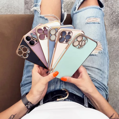 iPhone 13 Pro Lighting Color gél tok arany kerettel fekete-9145576252871 2 kép