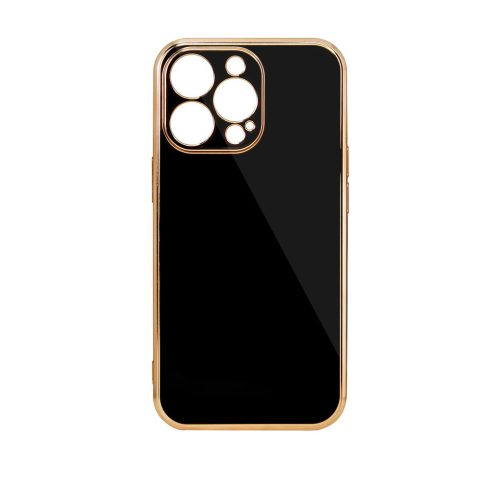 iPhone 13 Pro Max Lighting Color gél tok arany kerettel fekete-9145576252932 7 kép