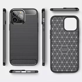 Oppo A15 / A15S Carbon szénszál mintájú TPU tok fekete