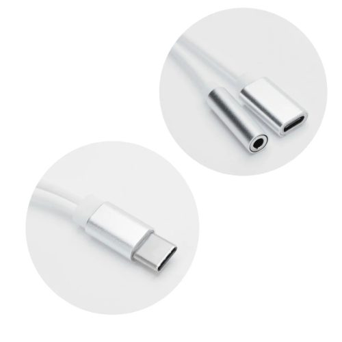 USB Type-C port elosztó 3.5 JACK audio/USB-C port fehér adapter-5901737949233 2 kép