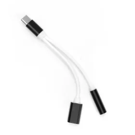 USB Type-C port elosztó 3.5 mm JACK audio/USB-C port fekete adapter-5901737949226 1 kép