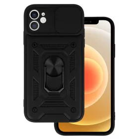   iPhone 12 Armor tok csúsztatható kamera lencse védővel fekete