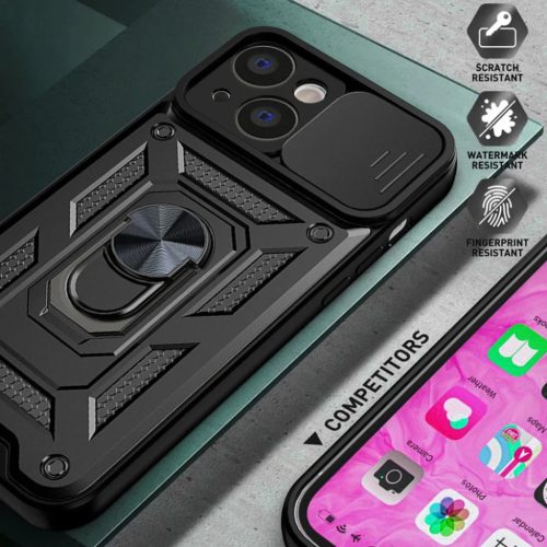 iPhone 13 Armor tok csúsztatható kamera lencse védővel fekete-5900217944003 4 kép