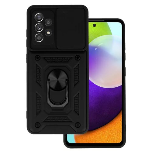 Samsung Galaxy A52/ A52S Armor tok csúsztatható kamera lencse védővel fekete