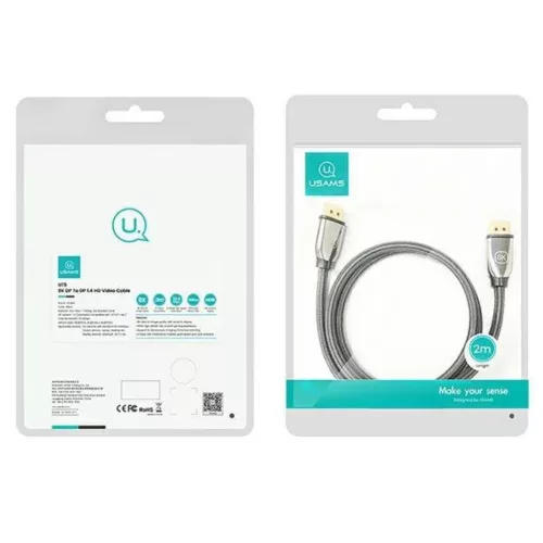 USAMS U75 DP-DP kábel 1.4 HD 2m fekete 8K HD (US-SJ532)-6958444975276 1 kép
