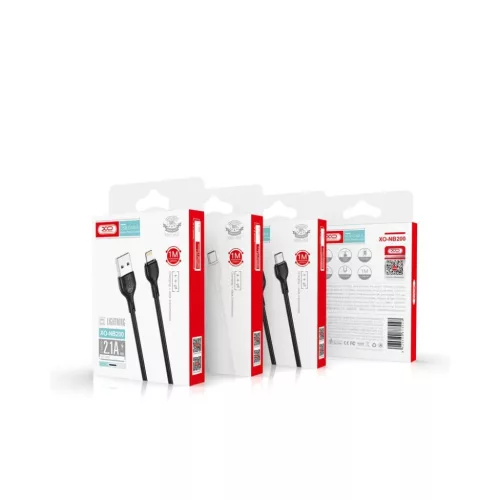 XO NB200 USB - USB-C kábel 1 m 2.1 A fekete-6920680878048 2 kép