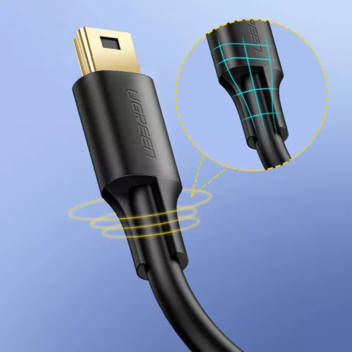 Ugreen 5 tűs aranyozott USB - mini USB kábel 0,5 m fekete (US132)-6957303813544 3 kép