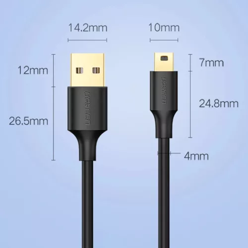 Ugreen 5 tűs aranyozott USB - mini USB kábel 0,5 m fekete (US132)-6957303813544 4 kép