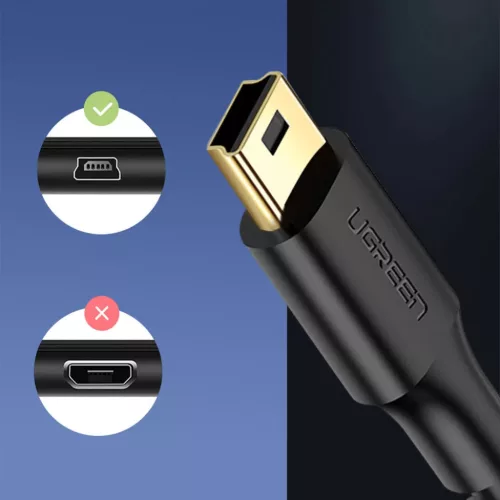 Ugreen 5 tűs aranyozott USB - mini USB kábel 0,5 m fekete (US132)-6957303813544 9 kép