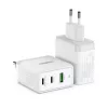 Duzzona 3 portos GaN hálózati töltő adapter 2 x USB Type C + USB 65W PD QC3.0 fehér