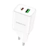 Borofone BN7 hálózati töltő adapter USB+Type C QC 3.0 PD 20W fehér