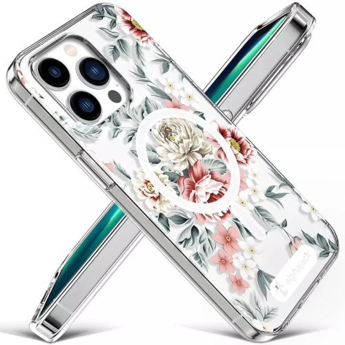 iPhone 14 Pro MagSafe kompatibilis tok virágmintával TPU+PC IMD01 Al- 2 kép