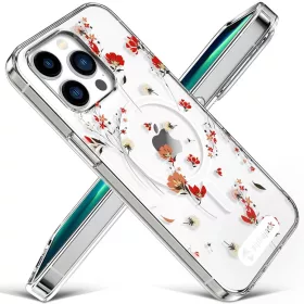 iPhone 14 Pro Max MagSafe kompatibilis tok virágmintával TPU+PC IMD0- 2 kép