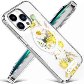 iPhone 14 Pro Max MagSafe kompatibilis tok virágmintával TPU+PC IMD0- 2 kép