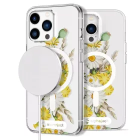 iPhone 14 Pro Max MagSafe kompatibilis tok virágmintával TPU+PC IMD0- 1 kép