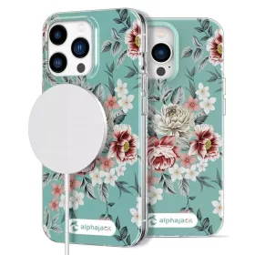 iPhone 14 Pro Max MagSafe kompatibilis tok virágmintával TPU+PC IMD0- 1 kép