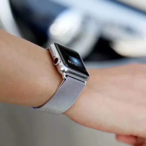 Apple Watch 7/8 45mm rozsdamentes acél mágneses óraszíj arany-9145576256152 4 kép
