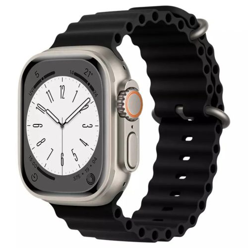 Apple Watch 4/5/6/7/8/SE (38/40/41mm) óceán szilikon óraszíj feket- 1 kép