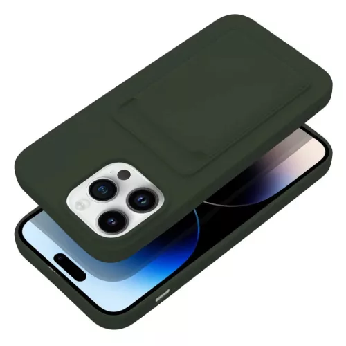 iPhone 14 Pro Card Case Szilikon tok hátlapi kártyatartóval zöld-5903396164859 5 kép