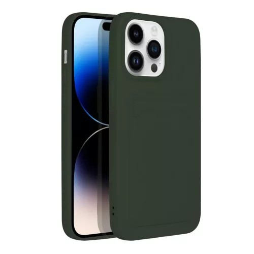 iPhone 14 Pro Card Case Szilikon tok hátlapi kártyatartóval zöld-5903396164859 6 kép