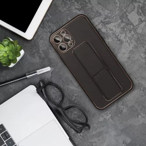 iPhone 14 Plus Forcell Leather Kickstand tok fekete-5903396164996 4 kép