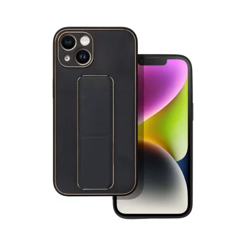 iPhone 14 Plus Forcell Leather Kickstand tok fekete-5903396164996 9 kép