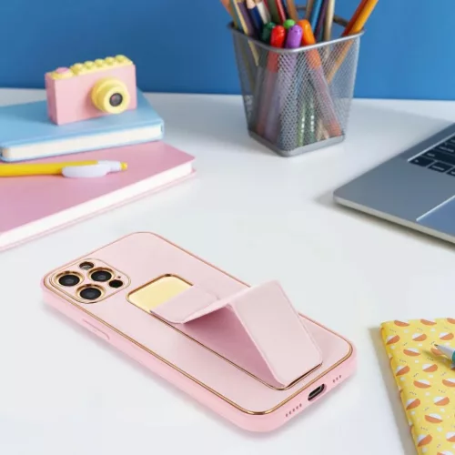 iPhone 14 Plus Forcell Leather Kickstand tok rózsaszín-5903396165009 8 kép