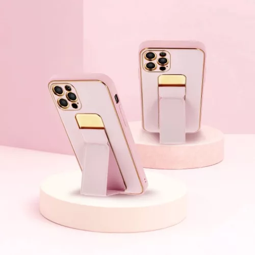 iPhone 14 Plus Forcell Leather Kickstand tok rózsaszín-5903396165009 10 kép