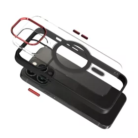 iPhone 14 Pro MagSafe-kompatibilis átlátszó tok fekete kerettel + k- 2 kép