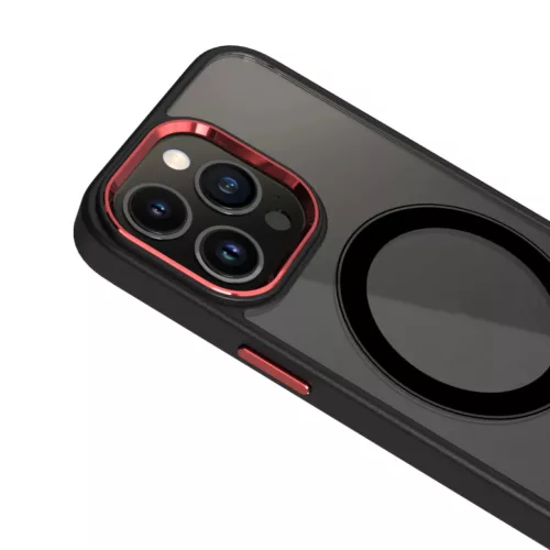 iPhone 14 Pro MagSafe-kompatibilis átlátszó tok fekete kerettel + k- 5 kép