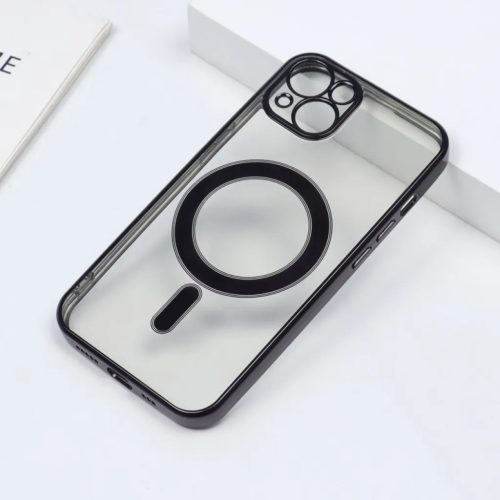 iPhone 14 Pro MagSafe-kompatibilis átlátszó TPU tok fekete kerettel- 1 kép