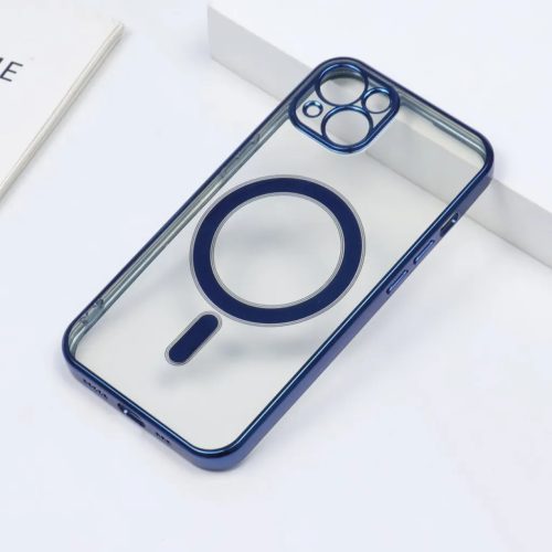 iPhone 14 Pro MagSafe-kompatibilis átlátszó TPU tok kék kerettel A- 1 kép