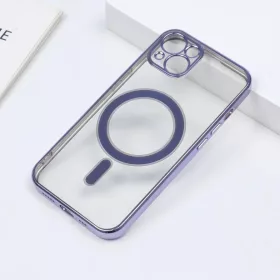 iPhone 14 Pro Max MagSafe-kompatibilis átlátszó TPU tok lila kerett- 1 kép