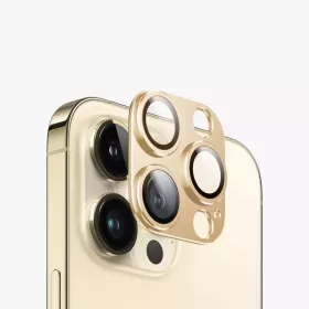 iPhone 14/14 Plus/15/15 Plus kameralencsevédő 9H üveg arany Alphaja- 1 kép