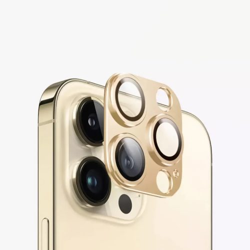 iPhone 14/14 Plus/15/15 Plus kameralencsevédő 9H üveg arany Alphaja- 1 kép