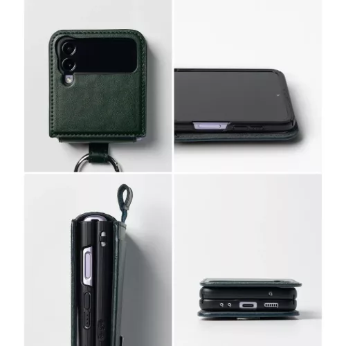 Samsung Galaxy Z Flip 4 Ringke Folio Signature valódi bőr tok vállp-8809881261256 9 kép