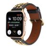 Apple Watch 4/5/6/7/8/SE (38/40/41mm) szegecses bőr óraszíj fekete - 5 kép
