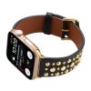 Apple Watch 4/5/6/7/8/SE (38/40/41mm) szegecses bőr óraszíj fekete - 2 kép