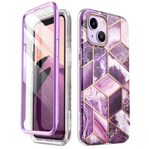 iPhone 14 Plus Supcase Cosmo Márvány mintás tok lila-843439119413 5 kép