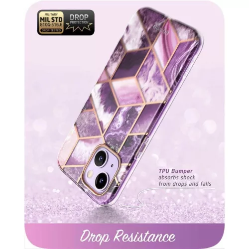  iPhone 14 Plus Lila Supcase Cosmo Márvány mintás tok-843439119413 3 kép