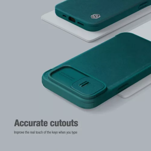 iPhone 14 Plus Nillkin Qin Pro bőr szövet flip tok szürke-6902048249189 1 kép