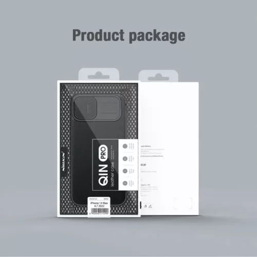 iPhone 14 Plus Nillkin Qin Pro bőr szövet flip tok szürke-6902048249189 9 kép