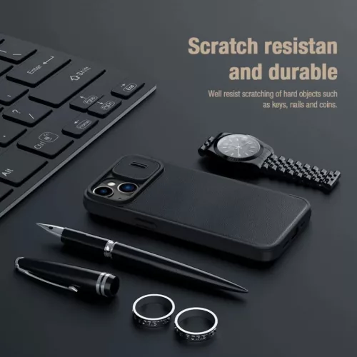 iPhone 14 Plus Nillkin Qin Pro bőr szövet flip tok szürke-6902048249189 10 kép